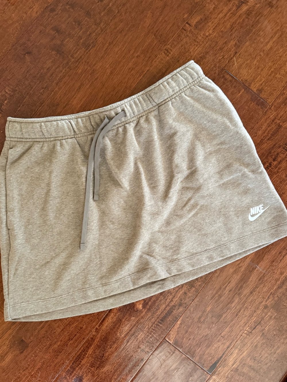 L Nike Beige/Tan Sweat skirt with Swoosh Logo
